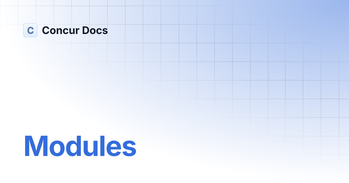 Modules | Concur Docs